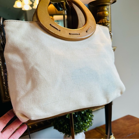 RELIC BRAND COLLECTION ESTABLISHED 1992 WHITE TAN CANVAS WOODEN HANDLE GOOD COND - Picture 9 of 15